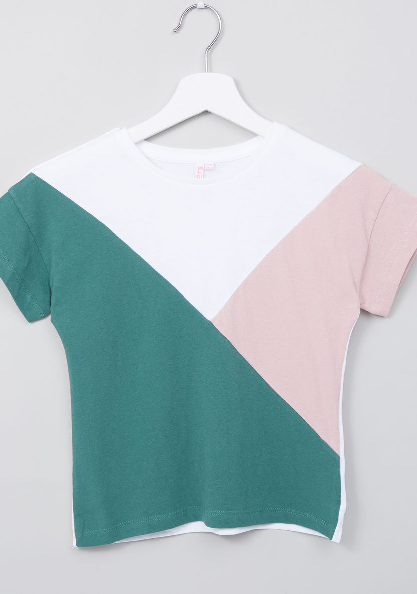 Juniors Colourblock Round Neck T-shirt-T Shirts-image-0