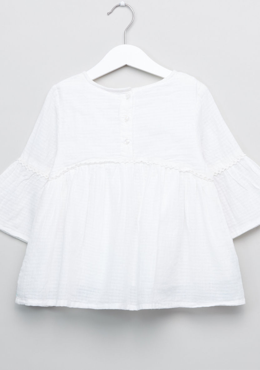 Juniors Embroidered Flared Sleeves Top-Blouses-image-2