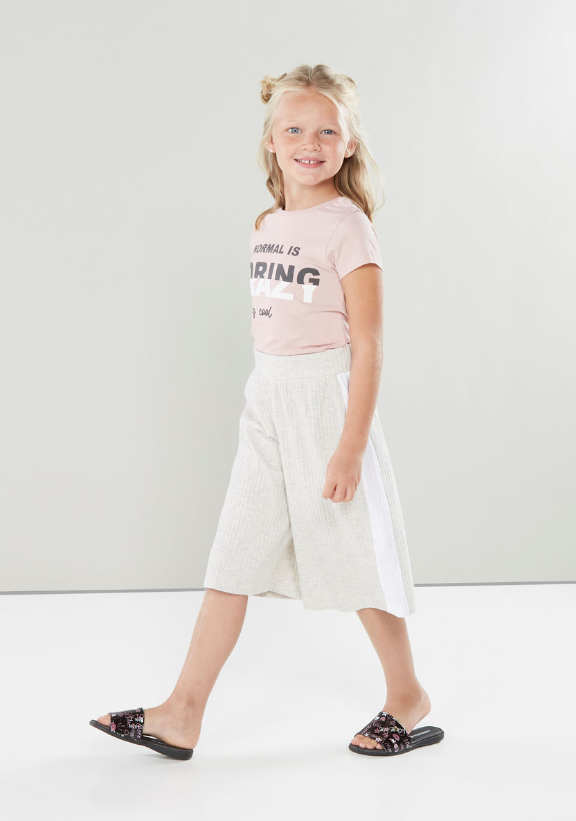 Juniors Ribbed Pants with Contrast Panel-Pants-image-0