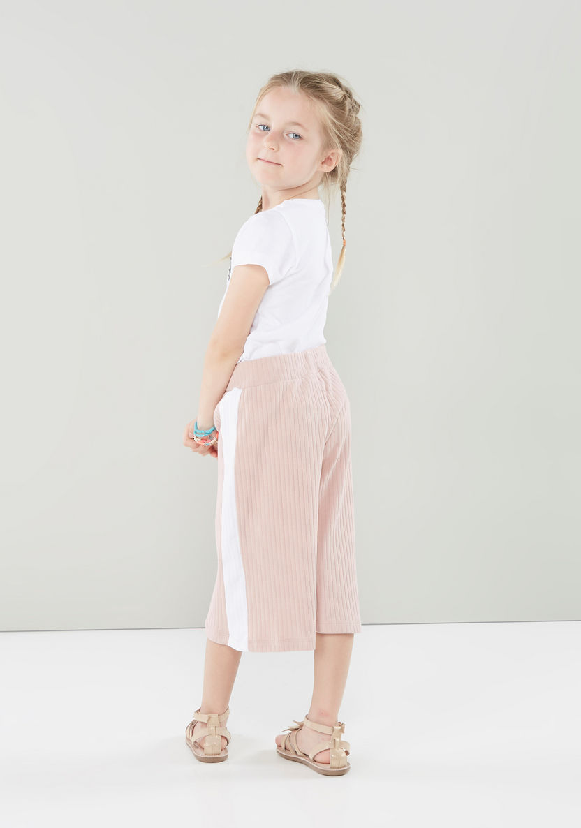 Juniors Ribbed Pants with Contrast Panel-Pants-image-1