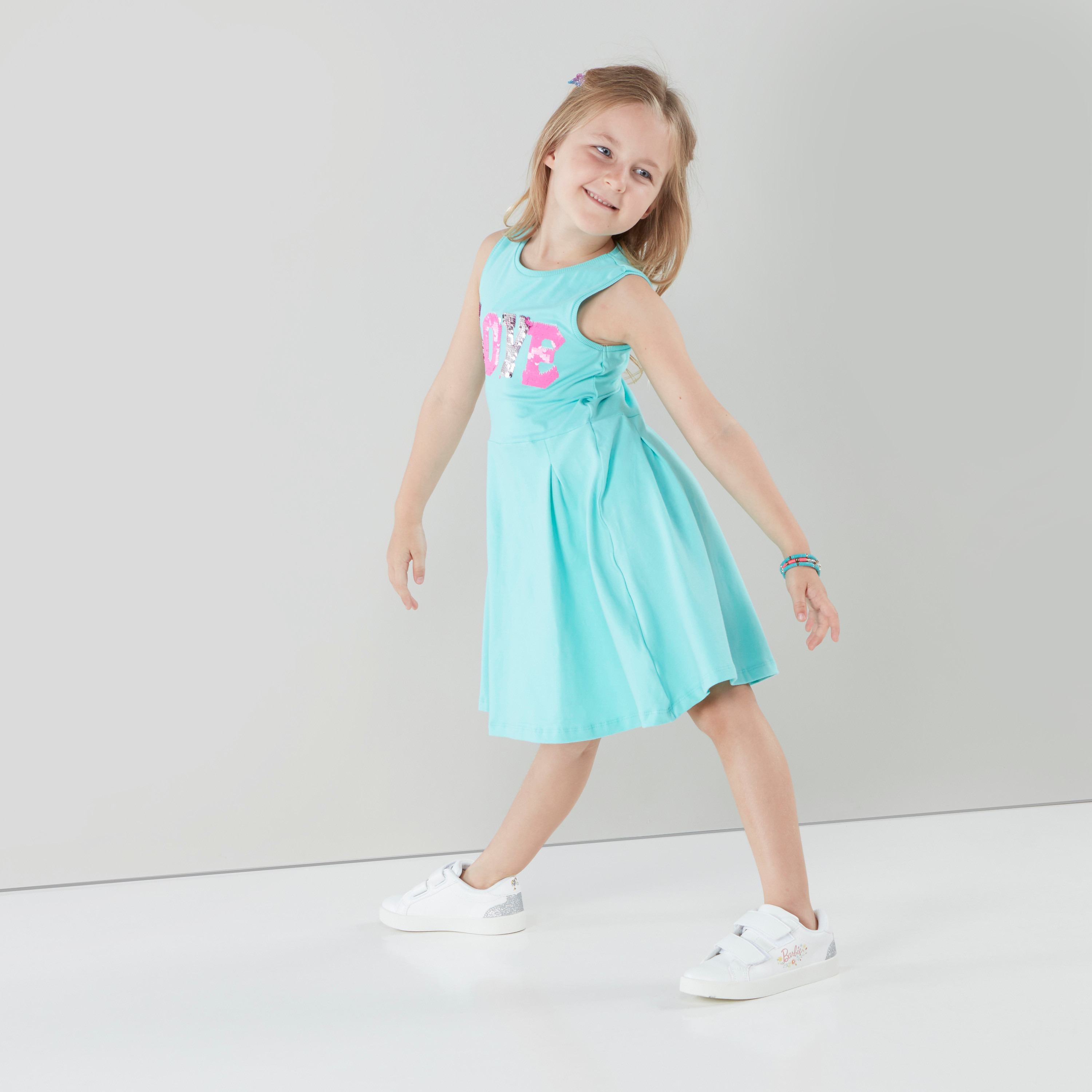 Buy Juniors Sleeveless Dress with Sequin Heart Detail Online Babyshop KSA