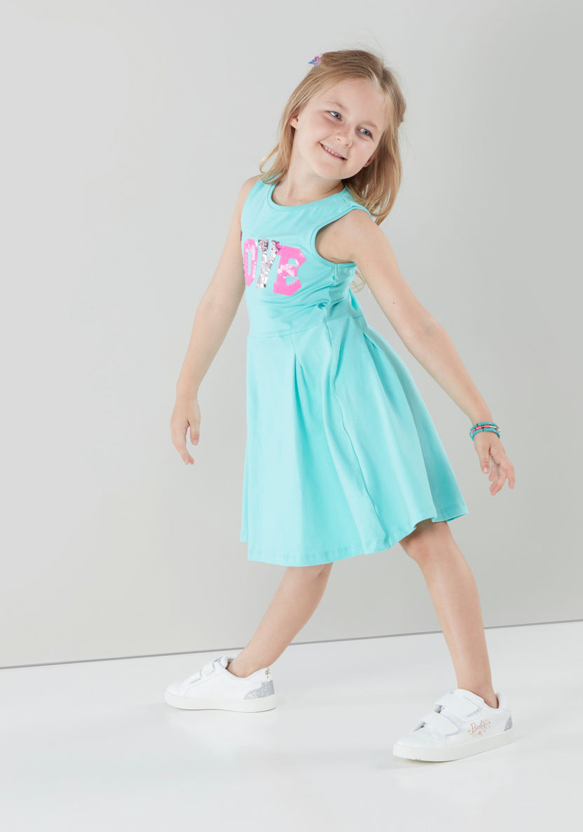 Juniors Sleeveless Dress with Sequin Heart Detail-Dresses%2C Gowns and Frocks-image-0