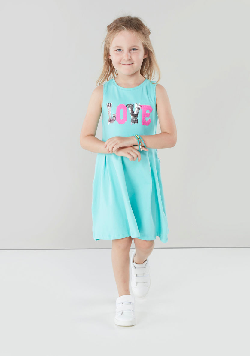 Juniors Sleeveless Dress with Sequin Heart Detail-Dresses%2C Gowns and Frocks-image-2