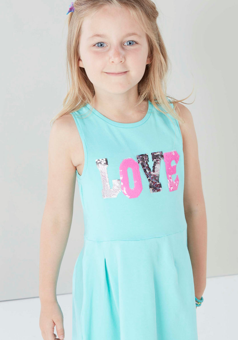 Juniors Sleeveless Dress with Sequin Heart Detail-Dresses%2C Gowns and Frocks-image-3