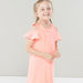 Juniors Shift Dress with Striped Cold-Shoulder Sleeves-Dresses%2C Gowns and Frocks-thumbnail-3
