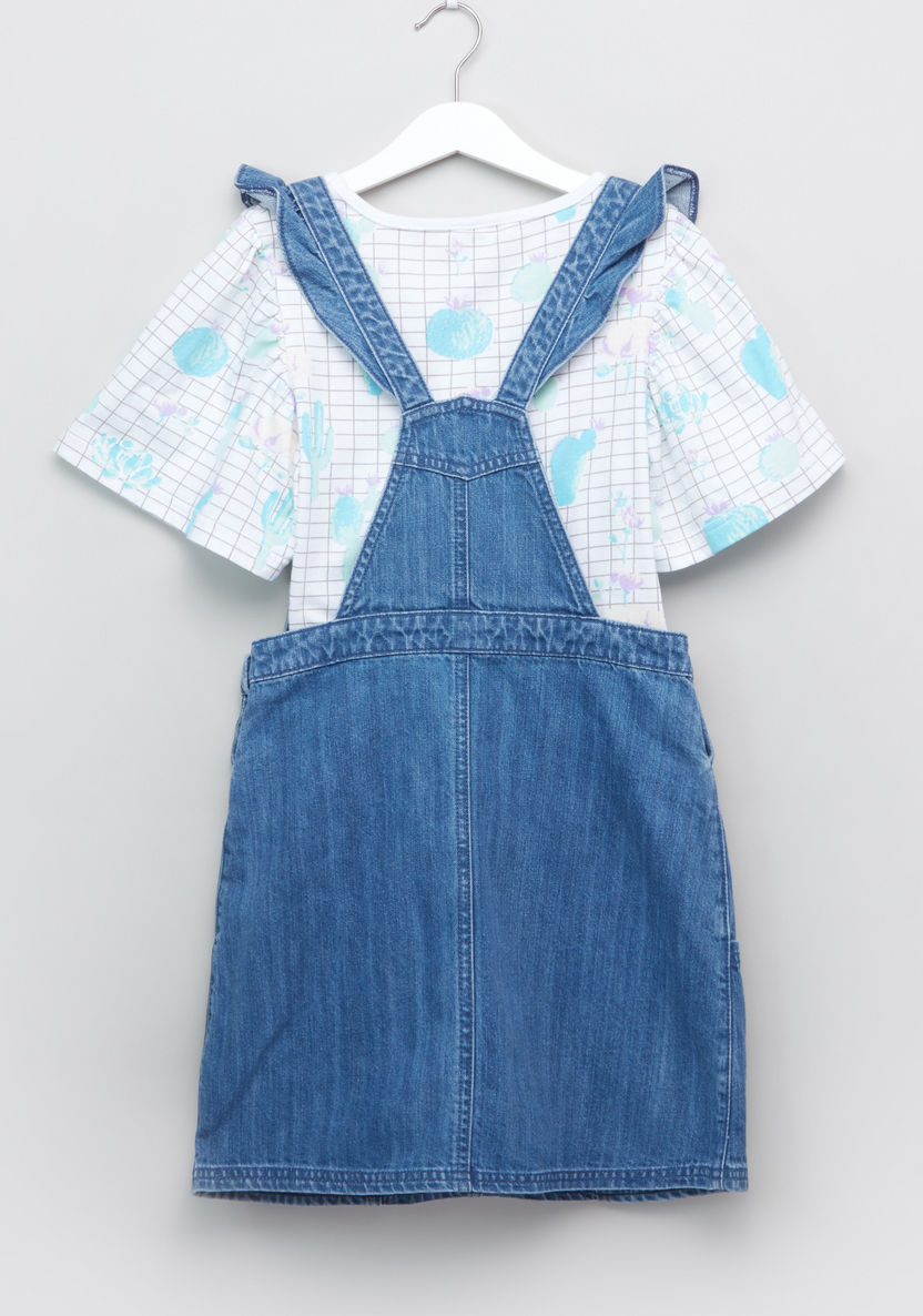 Juniors Printed Top with Pinafore Dress-Clothes Sets-image-2