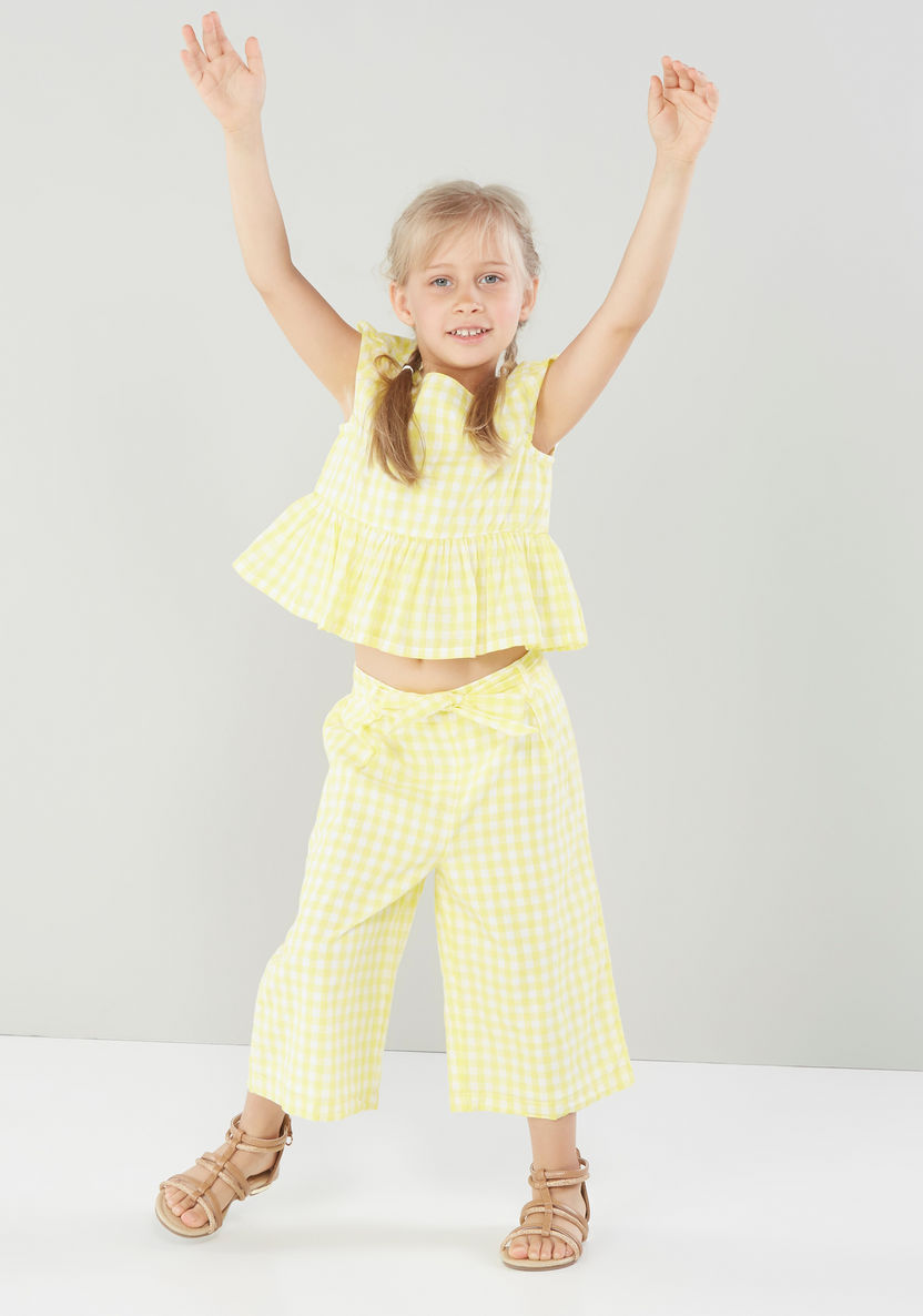 Juniors Checked Round Neck Top and Pyjama Set-Clothes Sets-image-0