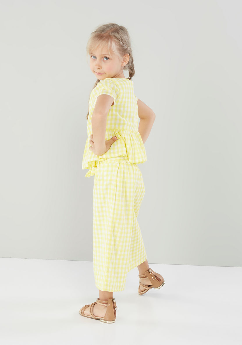 Juniors Checked Round Neck Top and Pyjama Set-Clothes Sets-image-1