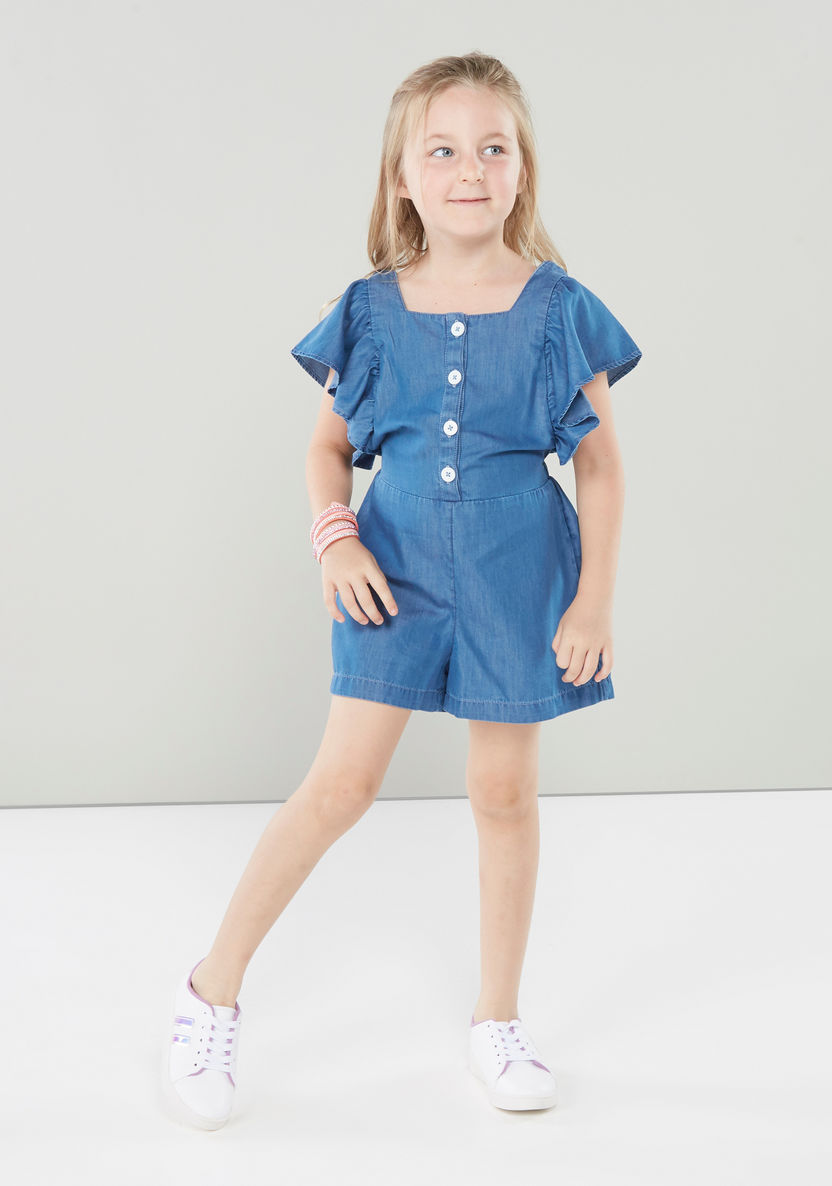 Juniors Playsuit with Ruffled Sleeves-Dresses%2C Gowns and Frocks-image-0