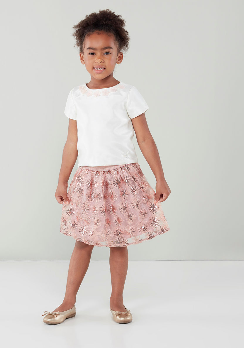 Juniors Sequin Detail Skirt with Elasticised Waistband-Skirts-image-0