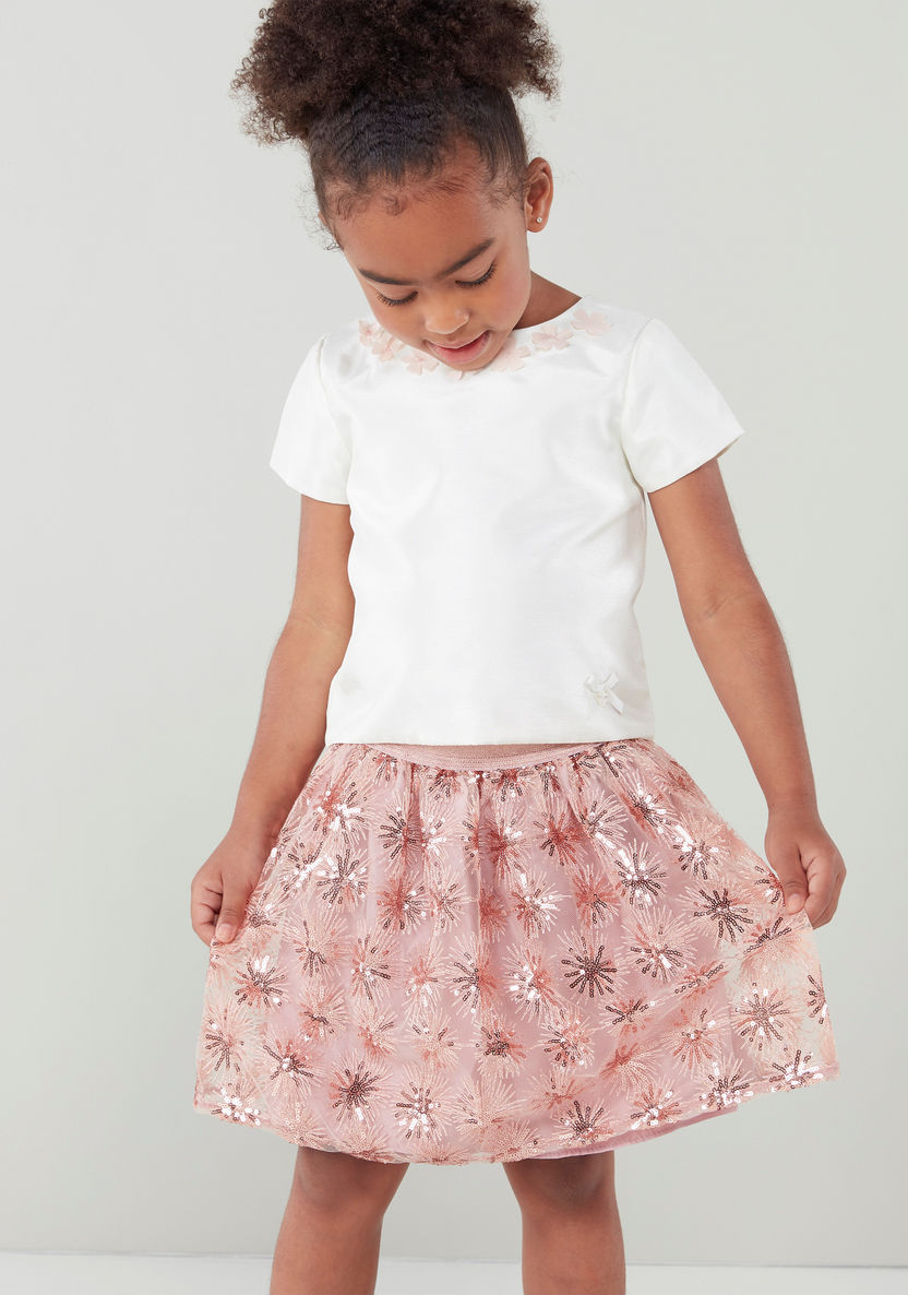 Juniors Sequin Detail Skirt with Elasticised Waistband-Skirts-image-2
