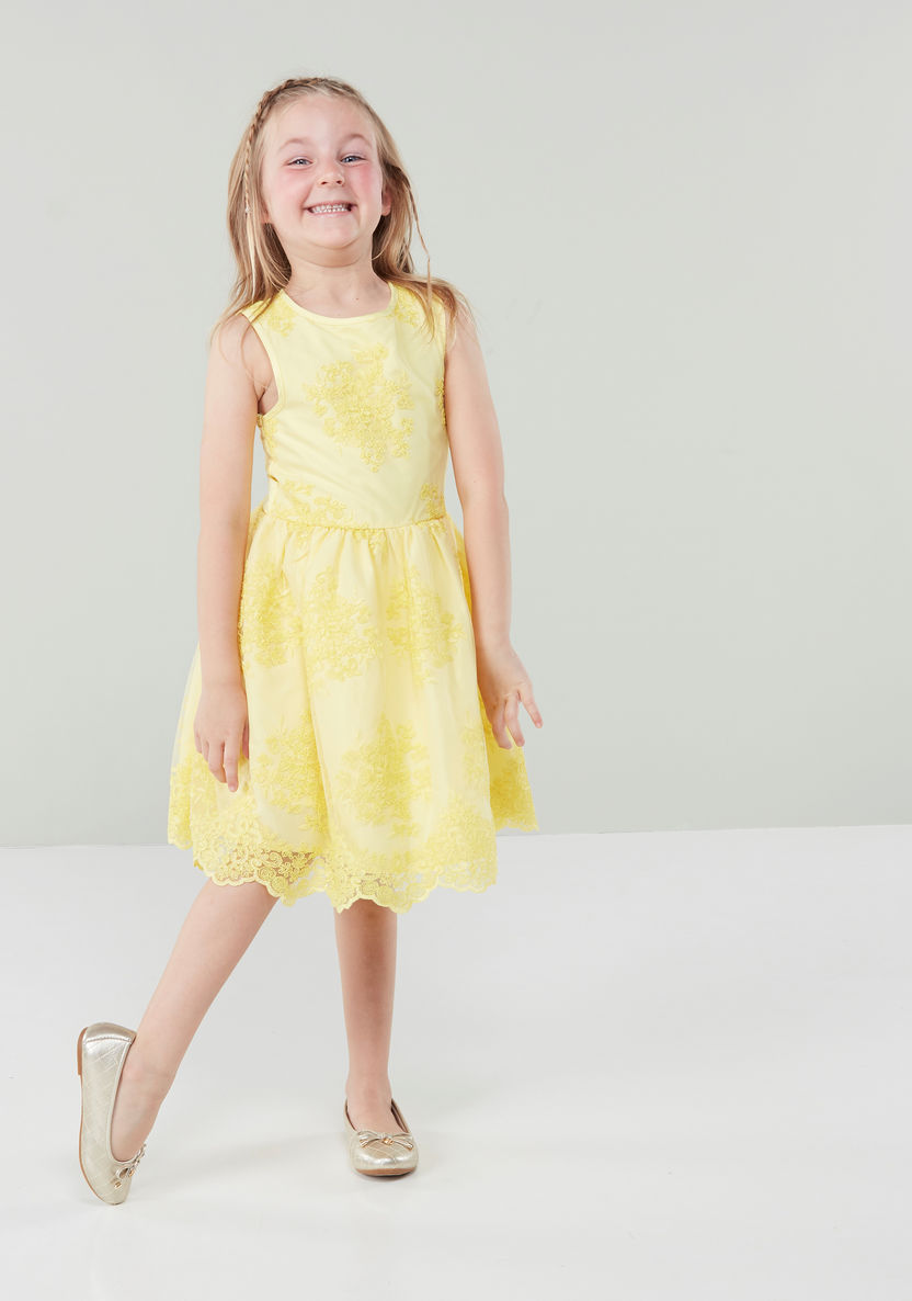 Juniors Sleeveless Lace Dress with Tie Ups-Dresses%2C Gowns and Frocks-image-1