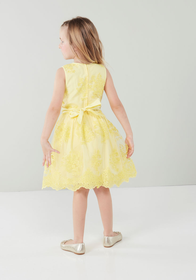 Juniors Sleeveless Lace Dress with Tie Ups-Dresses%2C Gowns and Frocks-image-3