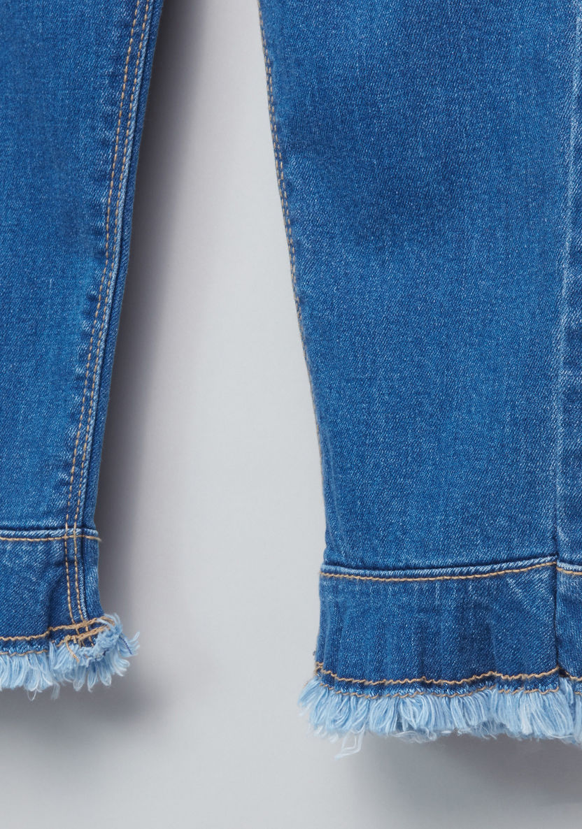 Juniors Fringe Detail Denim Pants-Jeans and Jeggings-image-1