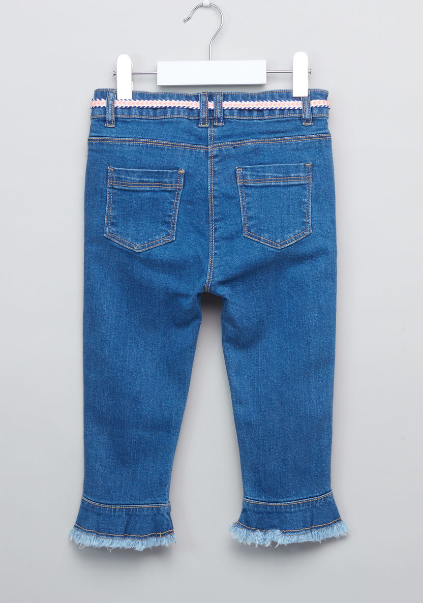 Juniors Fringe Detail Denim Pants-Jeans and Jeggings-image-2