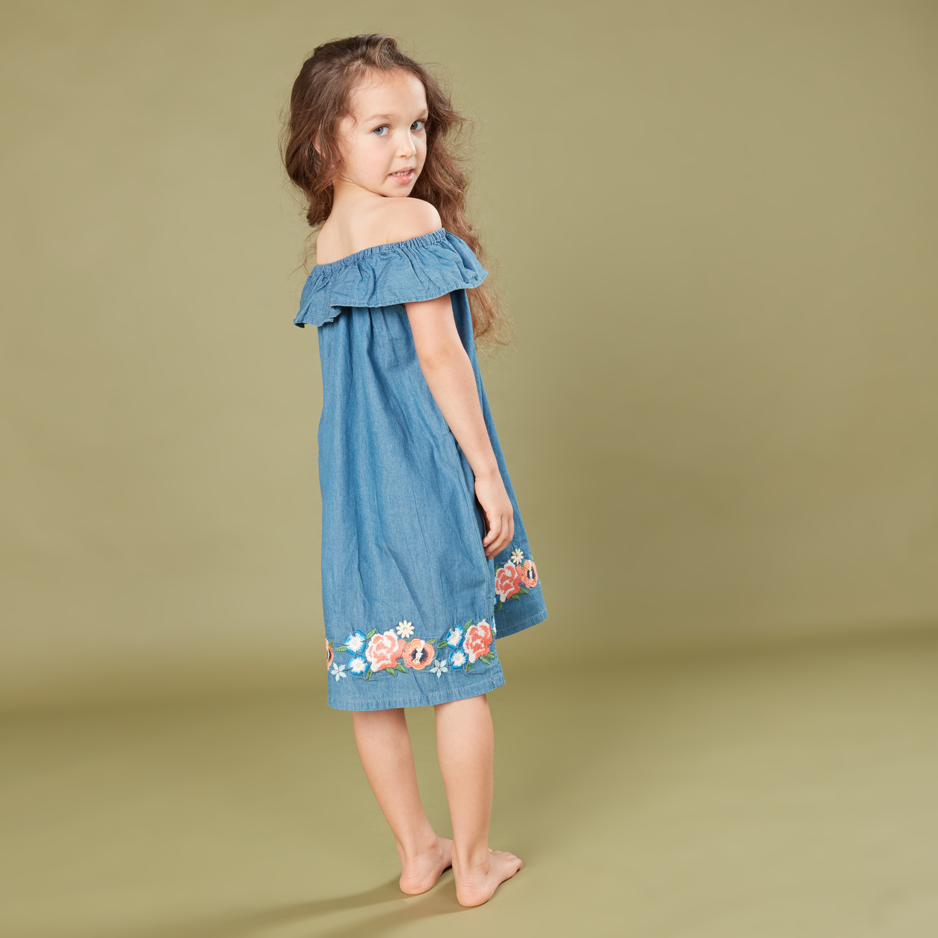 Juniors Floral Embroidered Off Shoulder Dress-girls-clothing-dressesandjumpsuits-image-3