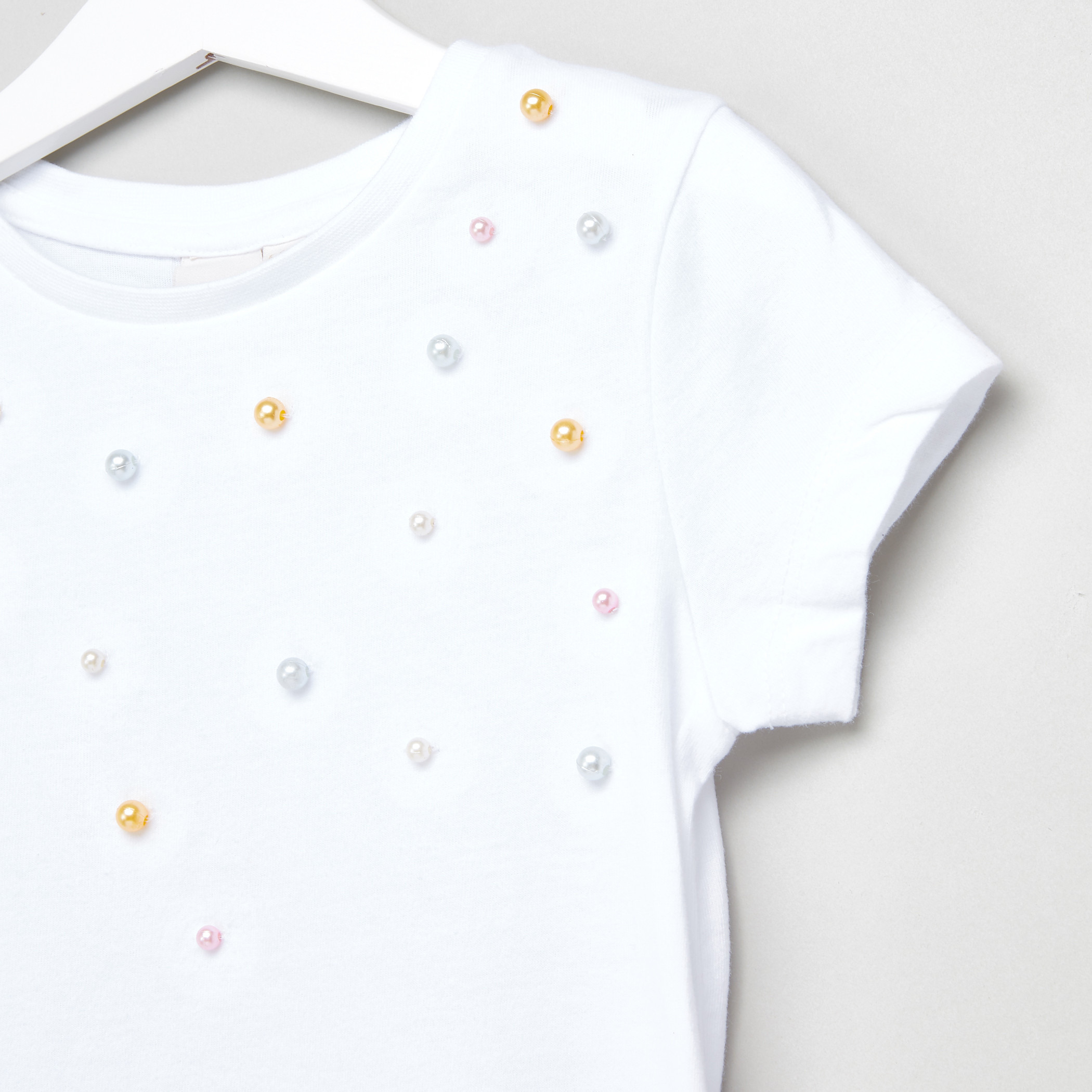 Eligo Pearl Detail Round Neck Short Sleeves Top-girls-clothing-blousesandshirts-image-2