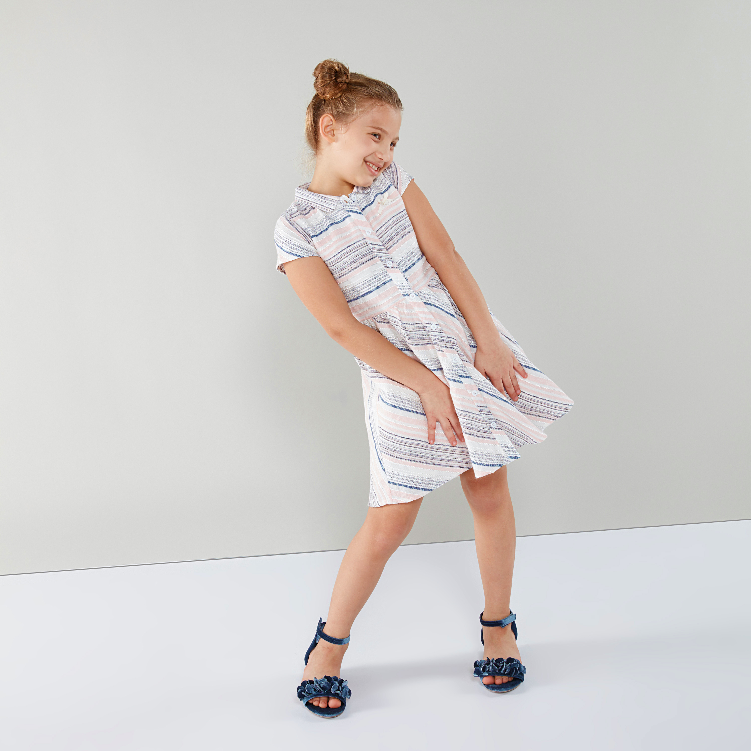 قميص مخطّط بأكمام قصيرة من إليجو-girls-clothing-dressesandjumpsuits-image-1