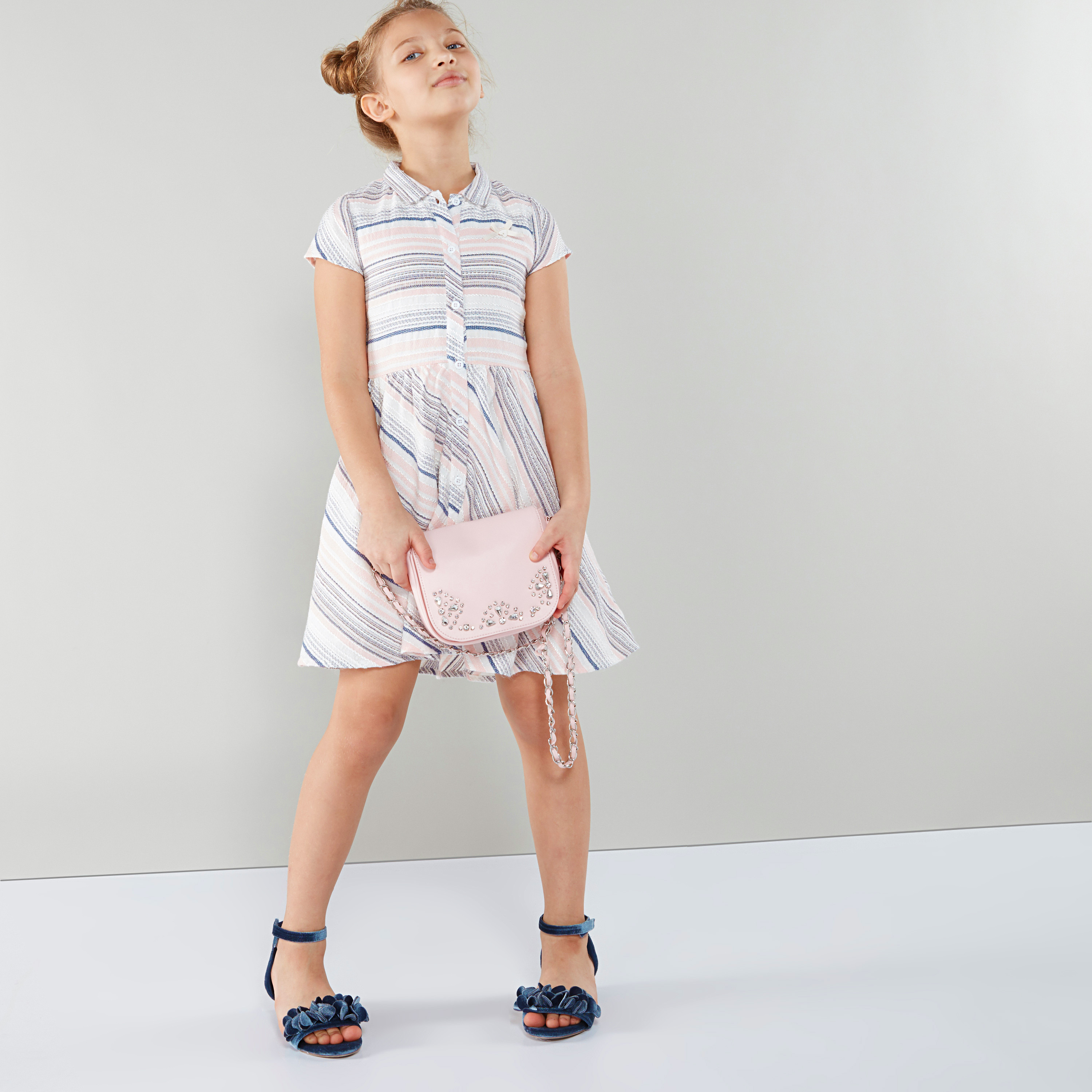 قميص مخطّط بأكمام قصيرة من إليجو-girls-clothing-dressesandjumpsuits-image-5
