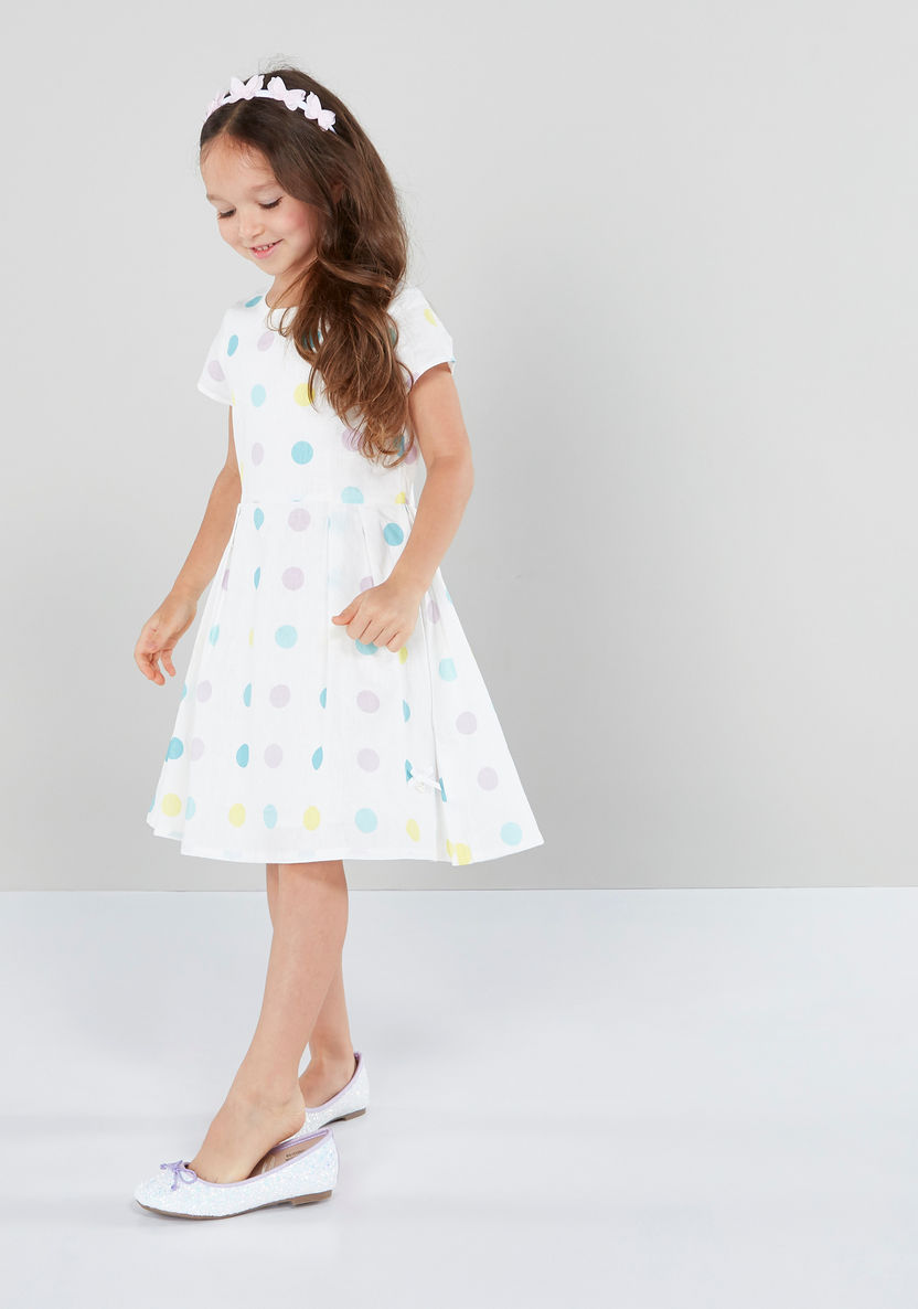Eligo Polka Dot Printed Short Sleeves Dress-Dresses%2C Gowns and Frocks-image-1