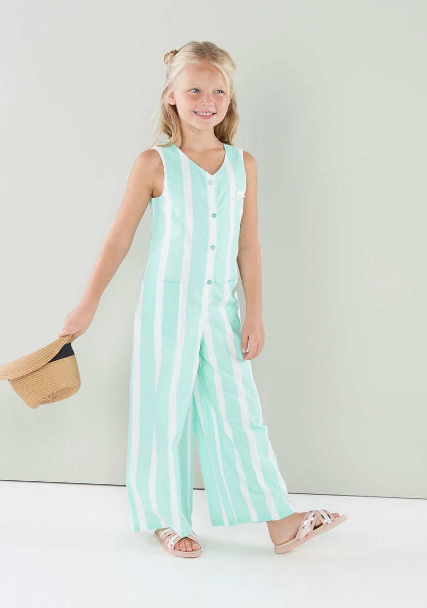 Eligo Striped Sleeveless Jumpsuit with Side Pockets-Rompers%2C Dungarees and Jumpsuits-image-0