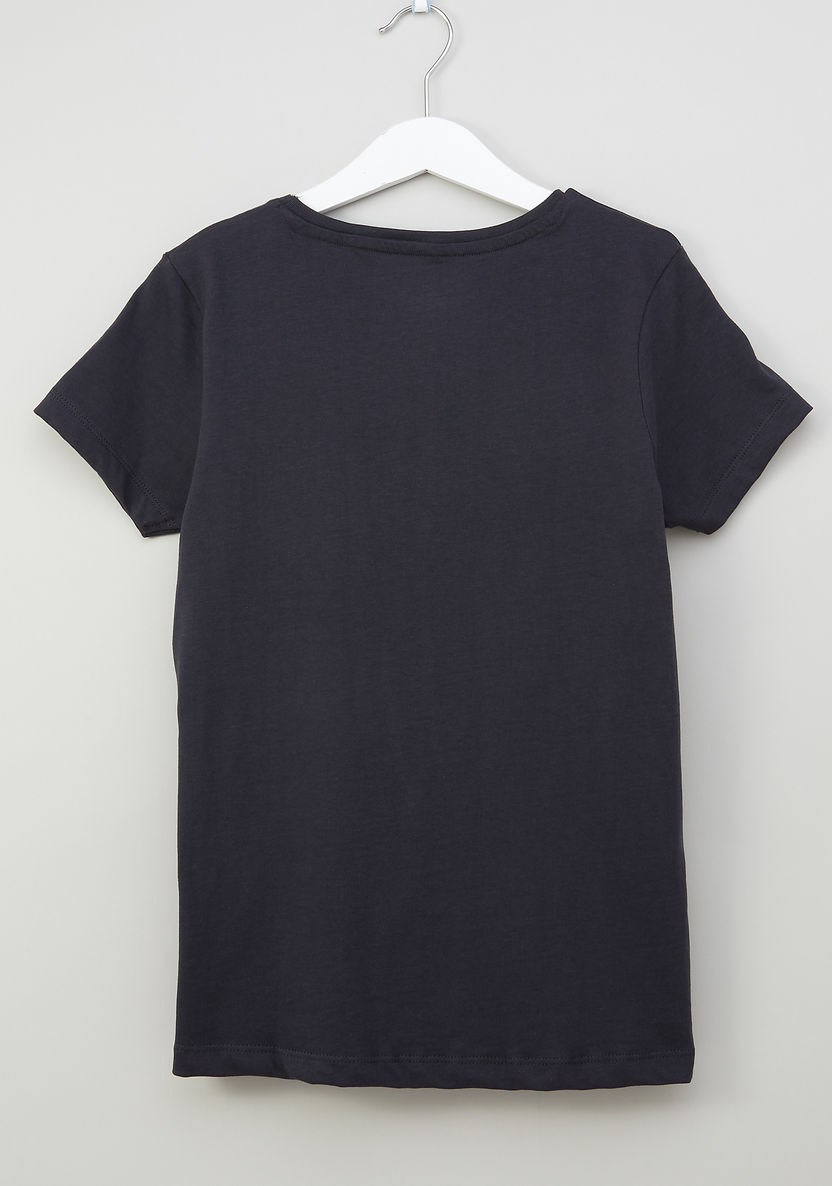 Posh Printed T-shirt with Round Neck and Short Sleeves-T Shirts-image-2