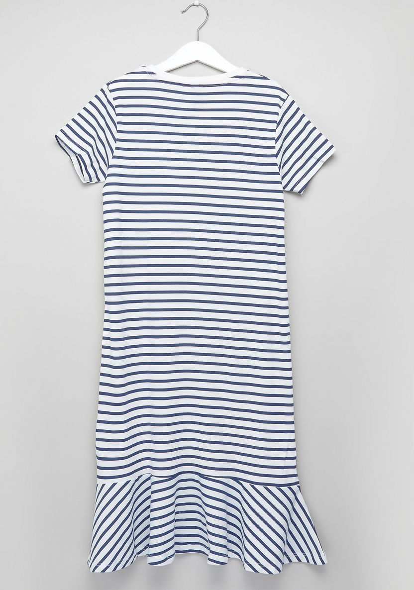 Posh Striped Round Neck Jersey Dress-Dresses%2C Gowns and Frocks-image-2