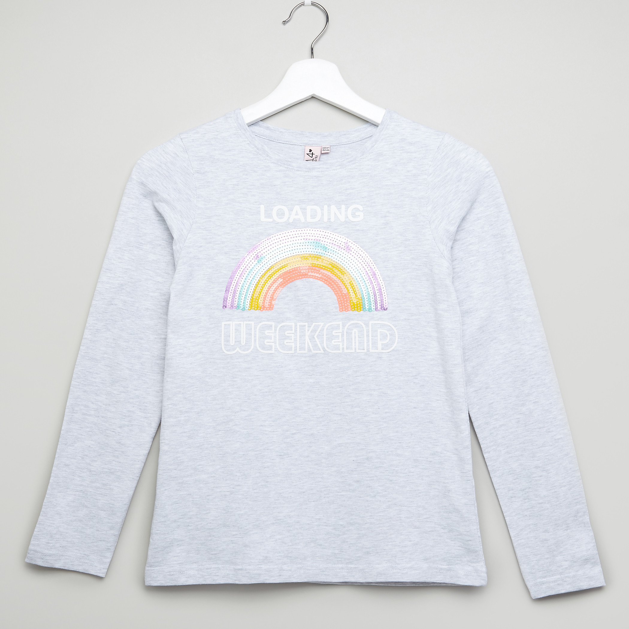 Posh Sequin Detail Round Neck T-Shirt-girls-clothing-schoolwear-tshirts-image-1