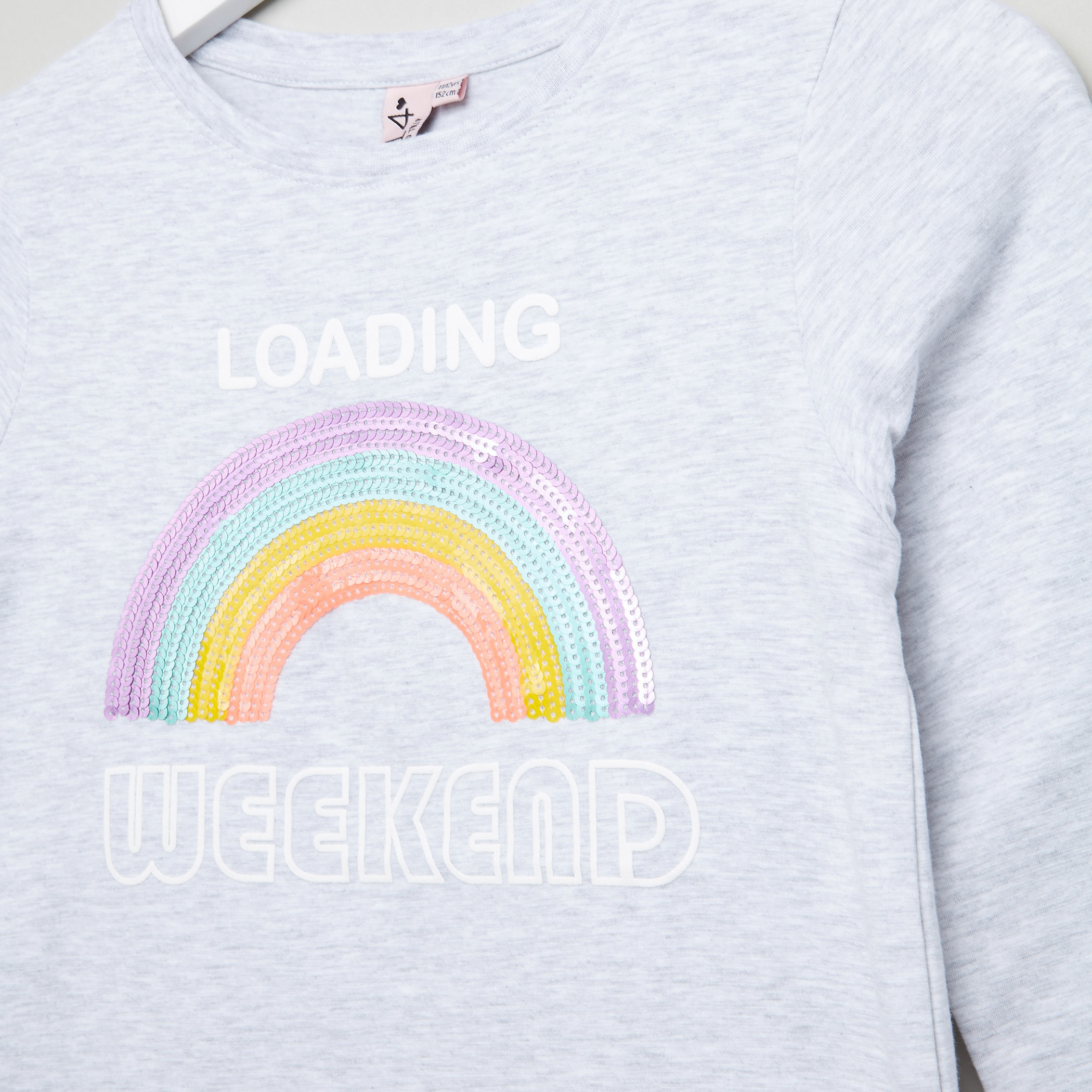 Posh Sequin Detail Round Neck T-Shirt-girls-clothing-schoolwear-tshirts-image-2