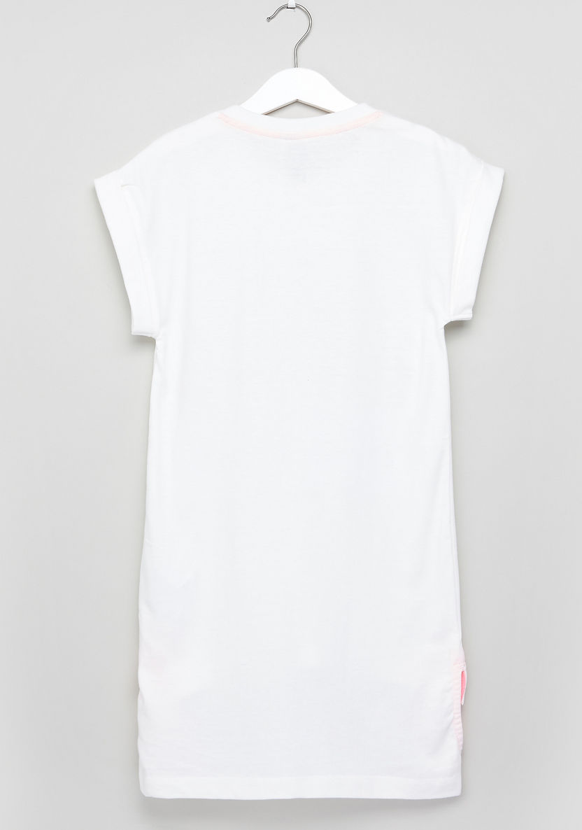Posh Printed Sequin Detail High Low T-shirt-T Shirts-image-2
