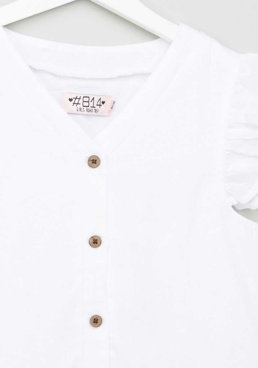 Posh V-Neck Shirt with Ruffled Hems-Blouses-image-1