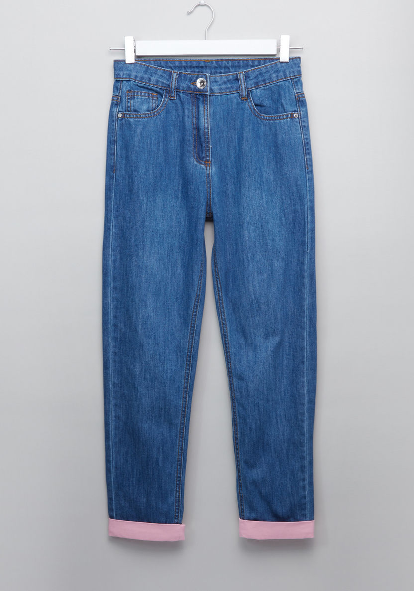 Posh Pocket Detail Jeans with Contrasting Cuffs-Jeans and Jeggings-image-0