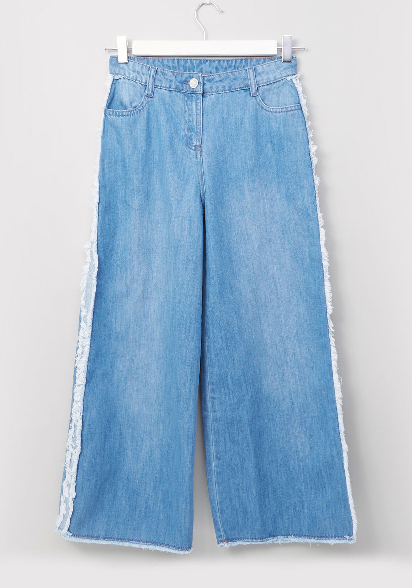Posh Full Length Jeans with Pocket Detail and Frayed Grazers-Jeans and Jeggings-image-0