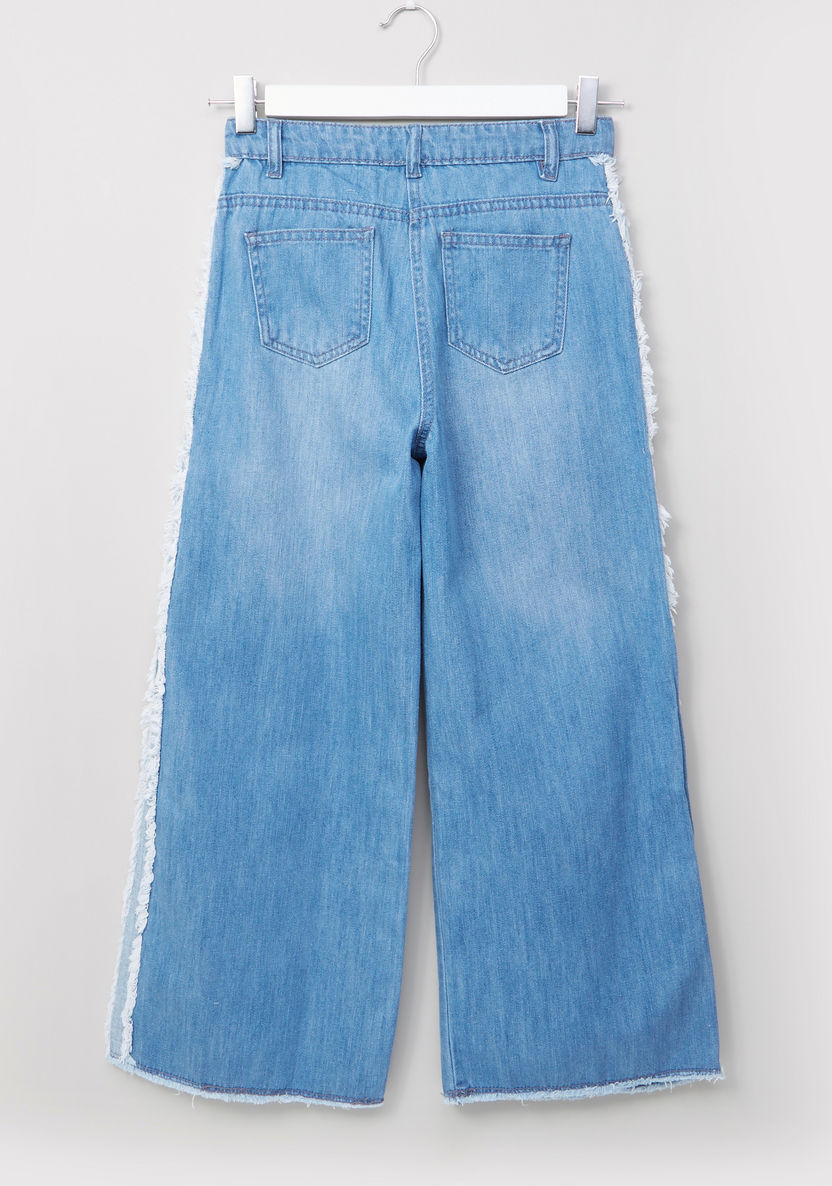 Posh Full Length Jeans with Pocket Detail and Frayed Grazers-Jeans and Jeggings-image-2