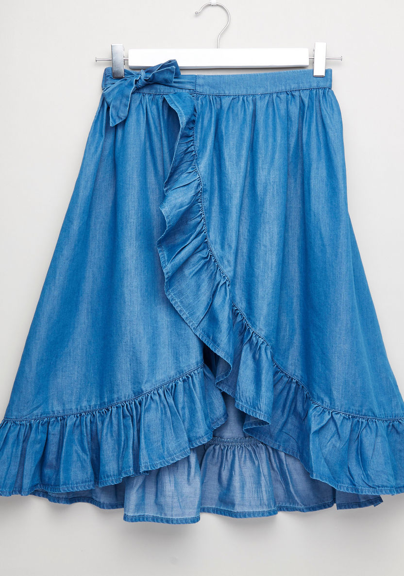 Posh Ruffle Detail Skirt with Elasticised Waistband-Skirts-image-0