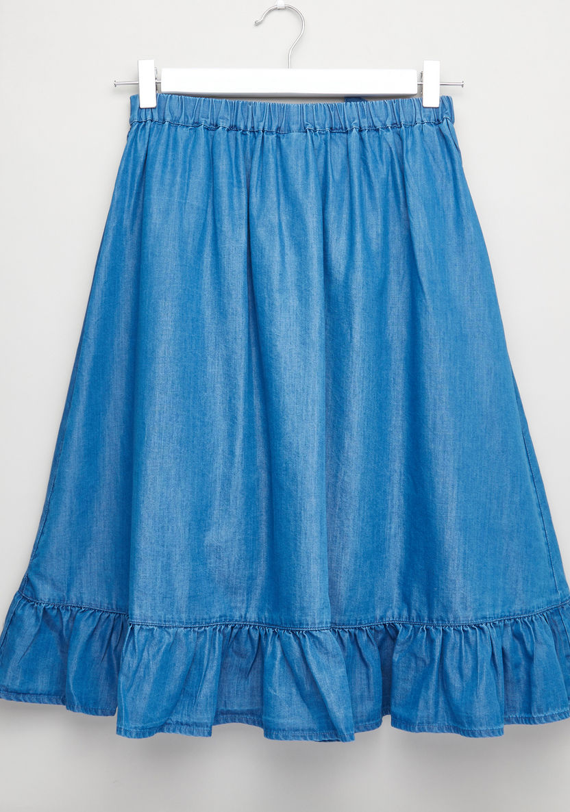 Posh Ruffle Detail Skirt with Elasticised Waistband-Skirts-image-2