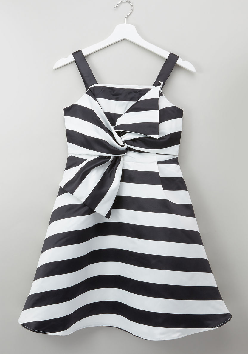 Posh Striped Knot Detail Dress-Dresses%2C Gowns and Frocks-image-0