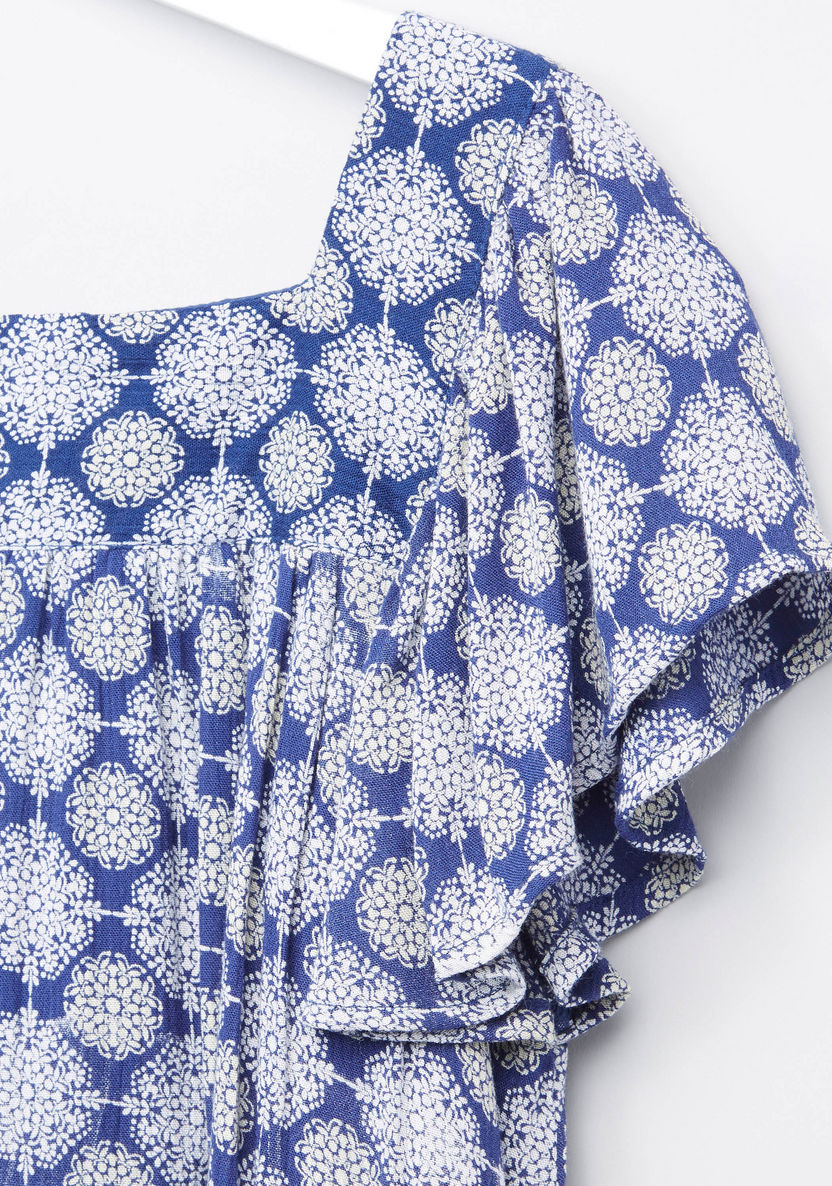 Lee Cooper Printed Top with Ruffled Sleeves-Blouses-image-1