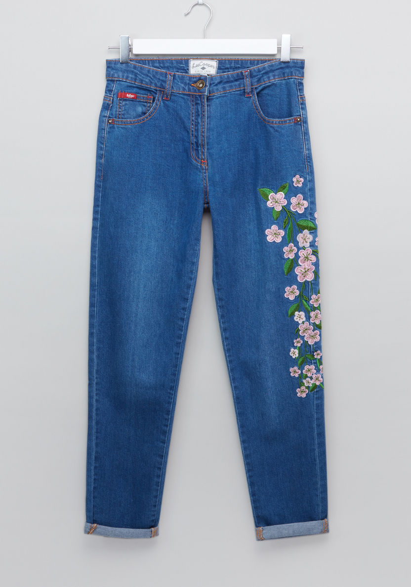 Lee Cooper Floral Embroidered Denim Pants-Jeans and Jeggings-image-0