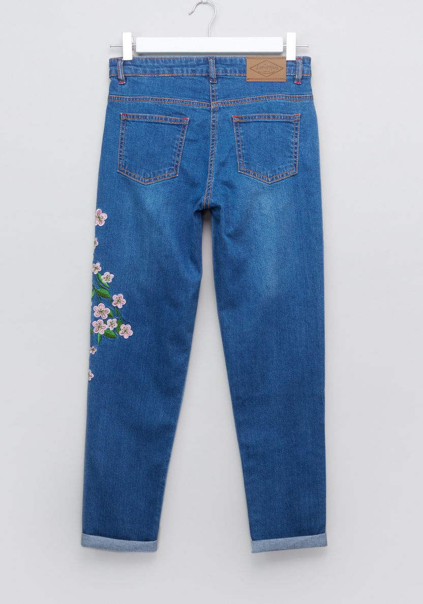 Lee Cooper Floral Embroidered Denim Pants-Jeans and Jeggings-image-2