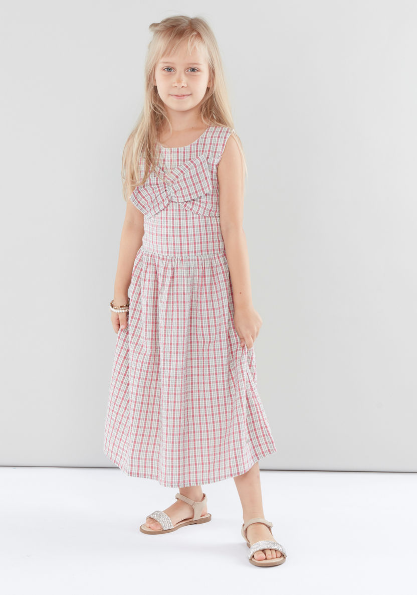 Lee Cooper Sleeveless Checked A-line Dress-Dresses%2C Gowns and Frocks-image-0