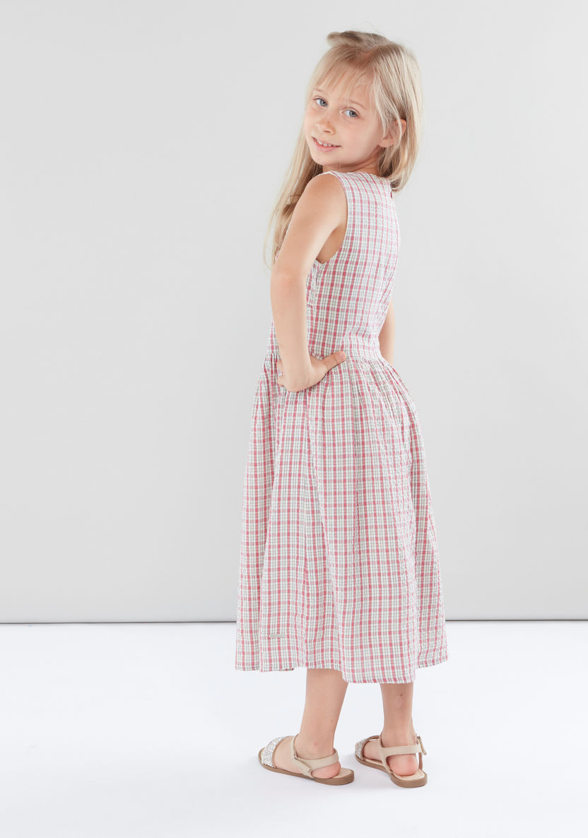 Lee Cooper Sleeveless Checked A-line Dress-Dresses%2C Gowns and Frocks-image-2