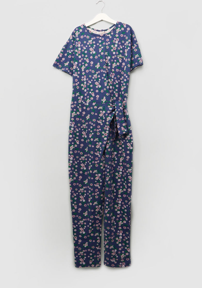 Lee Cooper Floral Printed Knot Detail Jumpsuit-Rompers%2C Dungarees and Jumpsuits-image-0