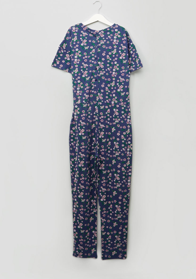 Lee Cooper Floral Printed Knot Detail Jumpsuit-Rompers%2C Dungarees and Jumpsuits-image-2