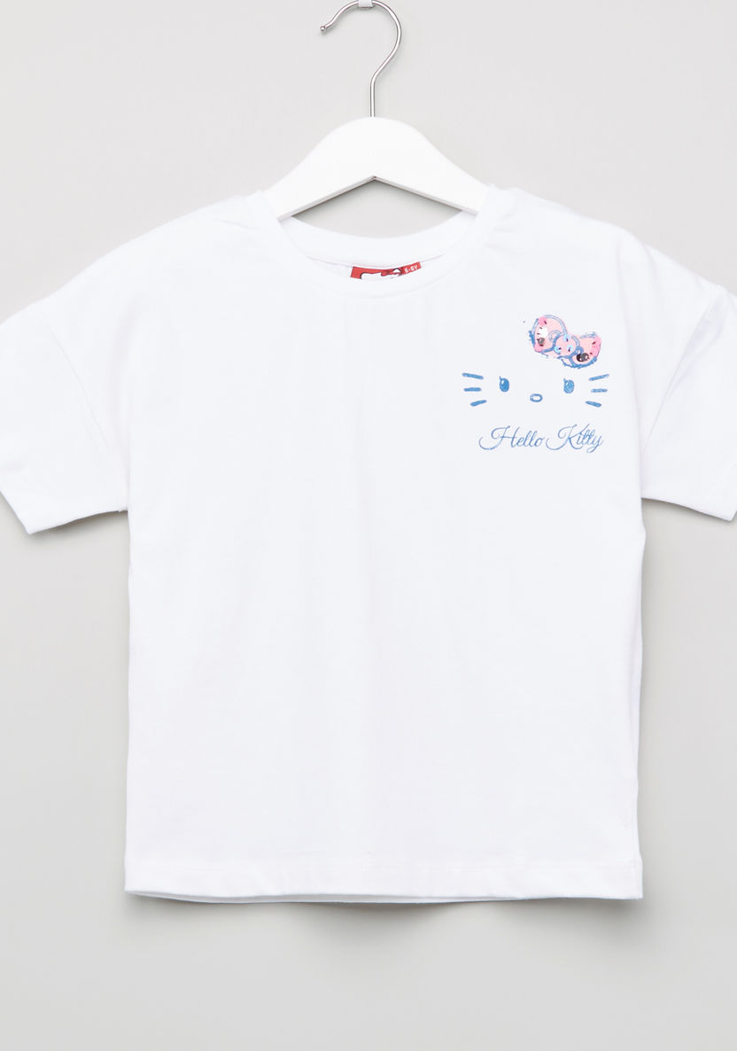 Hello Kitty Printed Round Neck Short Sleeves T-shirt-T Shirts-image-0