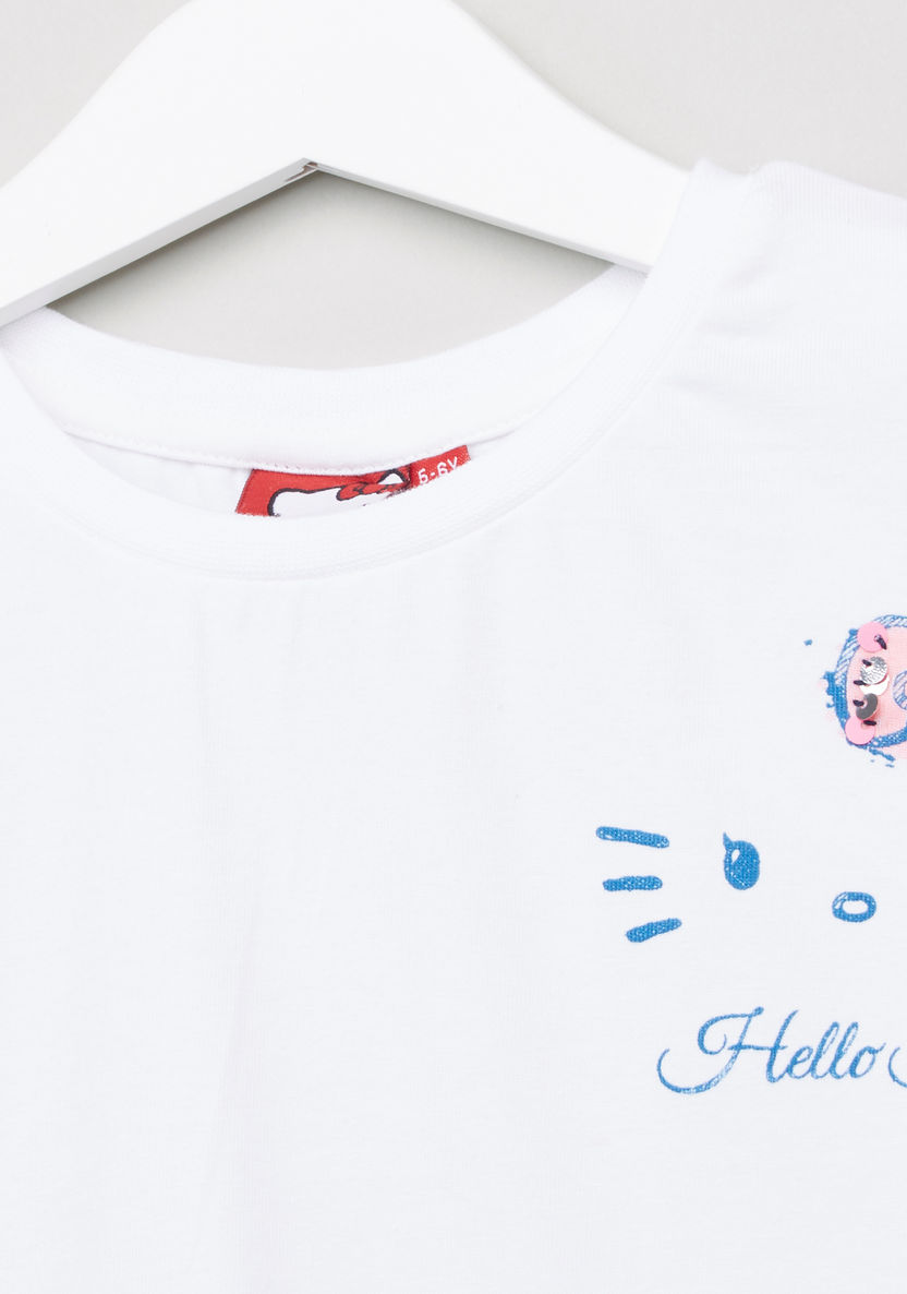 Hello Kitty Printed Round Neck Short Sleeves T-shirt-T Shirts-image-1