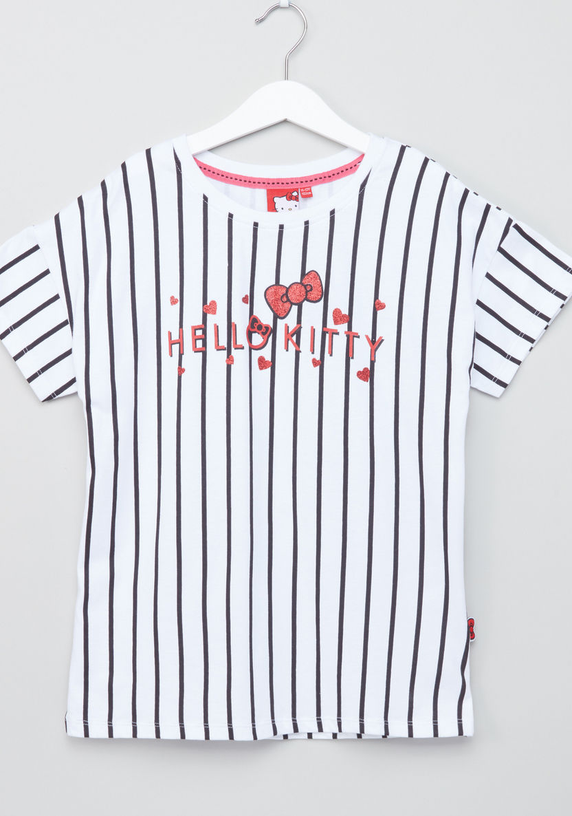 Hello Kitty Striped Short Sleeves T-shirt-T Shirts-image-0