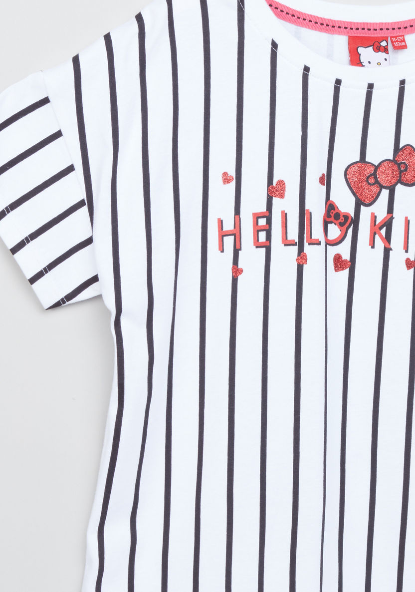 Hello Kitty Striped Short Sleeves T-shirt-T Shirts-image-1