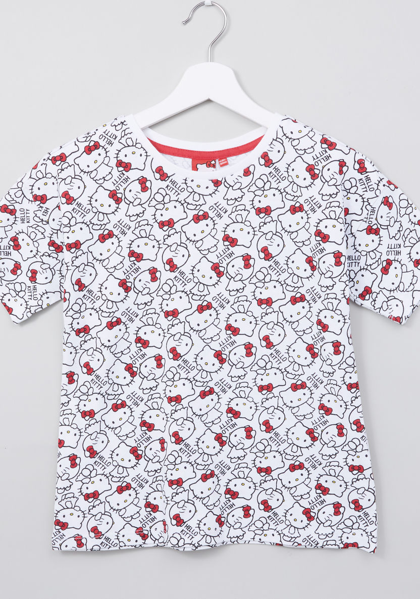 Sanrio Hello Kitty Printed T-shirt with Short Sleeves-T Shirts-image-0