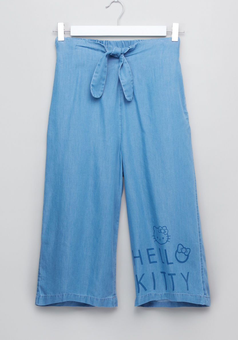 Hello Kitty Printed Knot Detail Pants-Pants-image-0